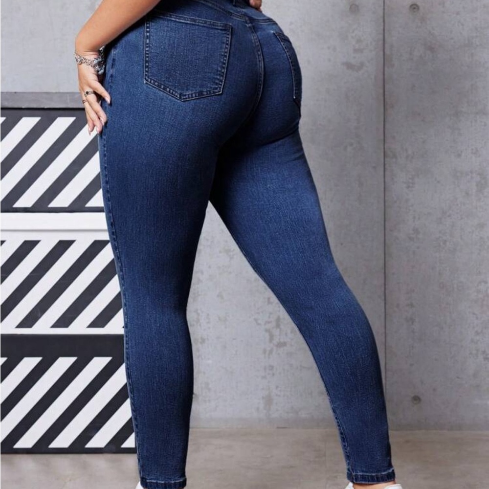 SHEIN Dark Blue Skinny Jeans